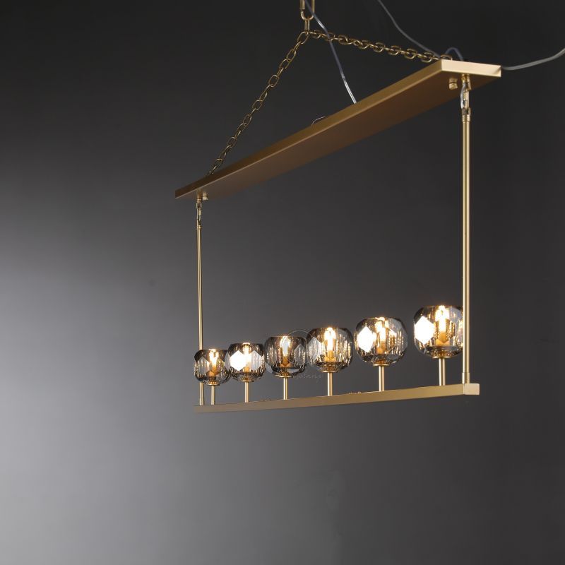 Dawn- Modern Design Niche Unique Hexagonal Crystal Ball Linear Chandelier 48"/60" Over Dining Table