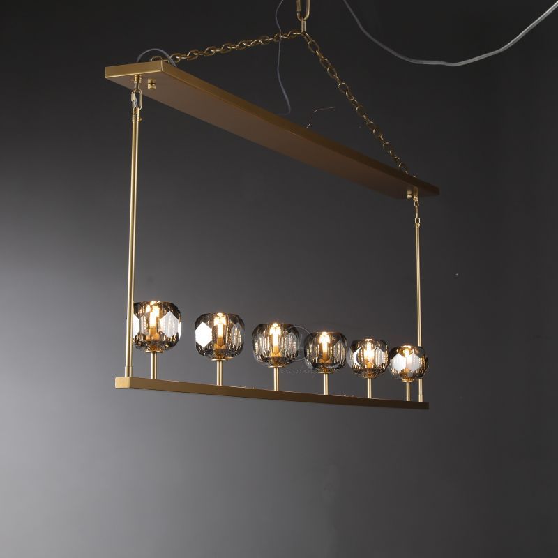 Dawn- Modern Design Niche Unique Hexagonal Crystal Ball Linear Chandelier 48"/60" Over Dining Table