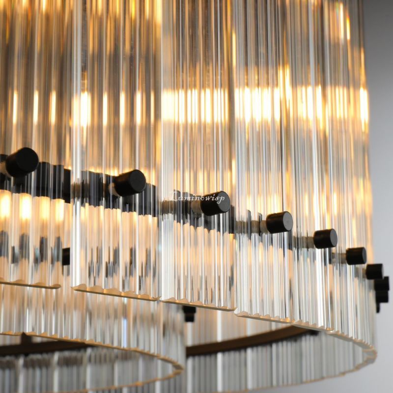 Golden Tea Modern Round Glass Chandelier 48"