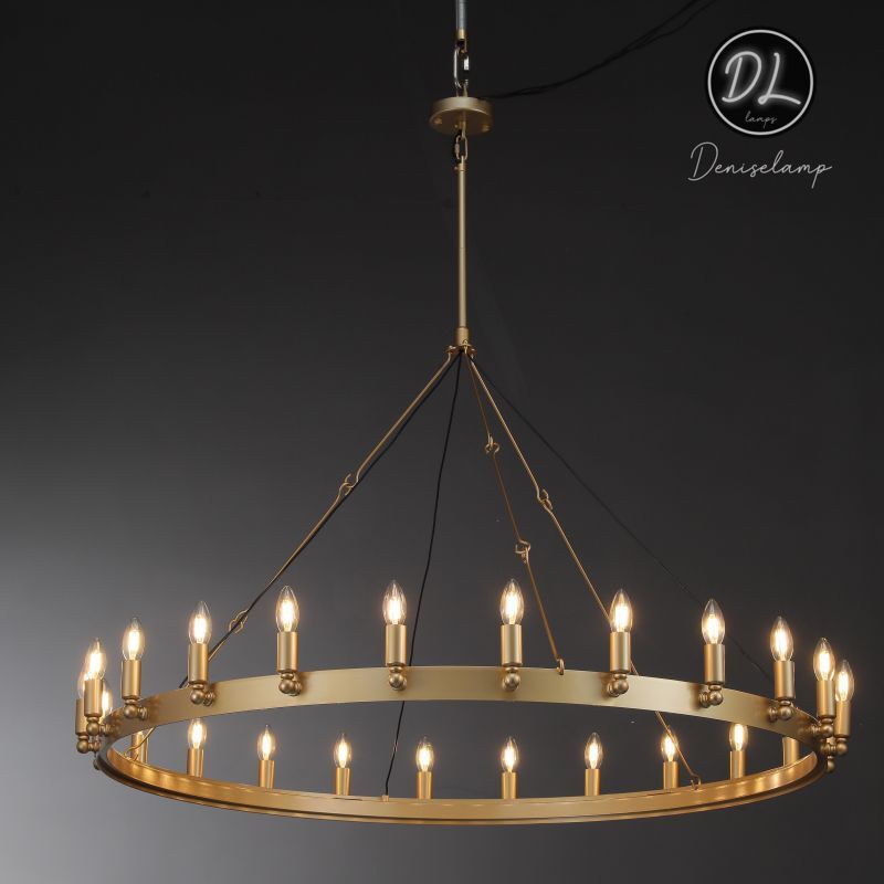 Horizon- Vintage glamorous metallic Filament Round Chandelier 26" 38"/ 50"/ 63"/ 73"