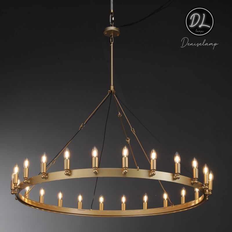 Horizon- Vintage glamorous metallic Filament Round Chandelier 26" 38"/ 50"/ 63"/ 73"