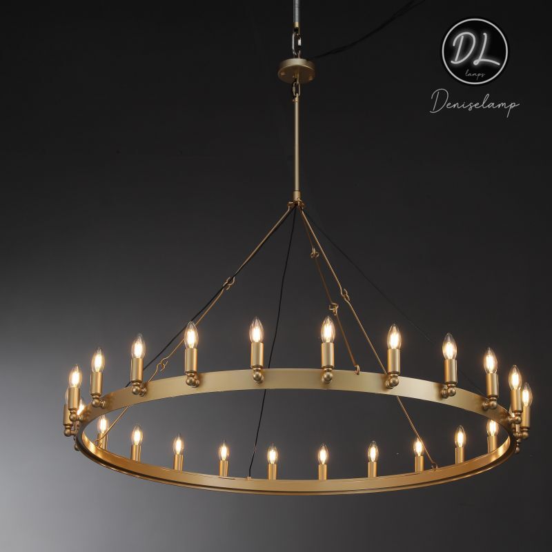 Horizon- Vintage glamorous metallic Filament Round Chandelier 26" 38"/ 50"/ 63"/ 73"