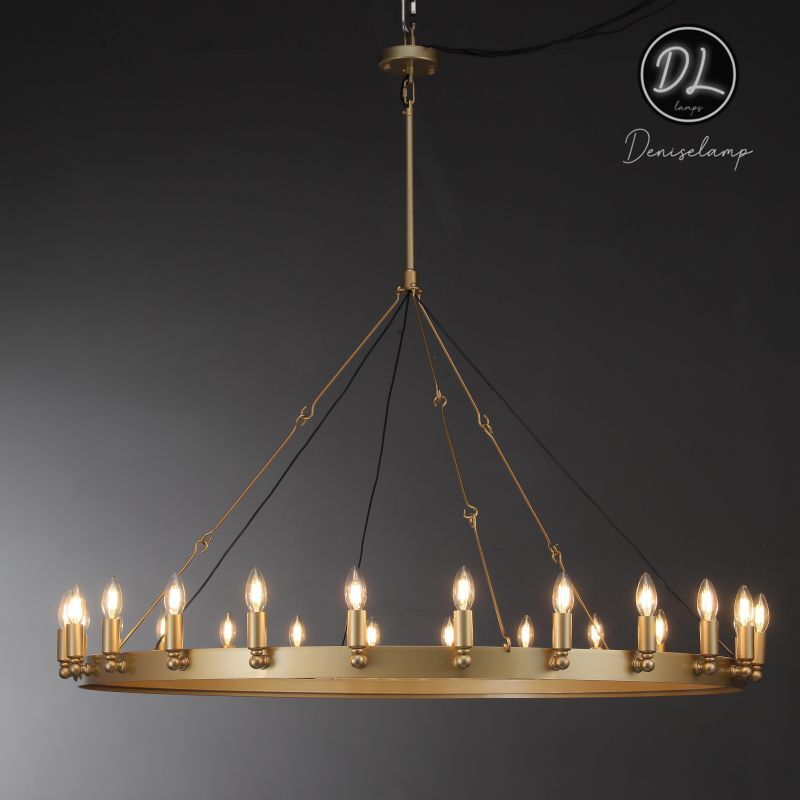 Horizon- Vintage glamorous metallic Filament Round Chandelier 26" 38"/ 50"/ 63"/ 73"