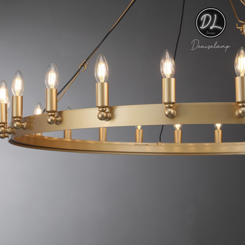 Horizon- Vintage glamorous metallic Filament Round Chandelier 26" 38"/ 50"/ 63"/ 73"