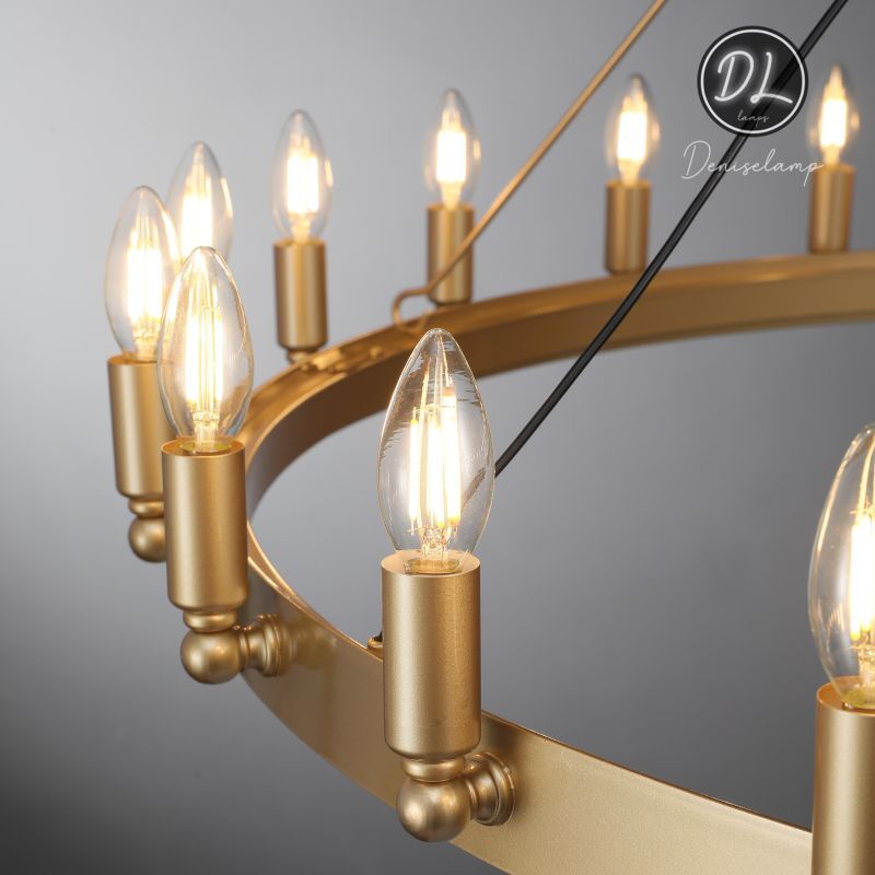 Horizon- Vintage glamorous metallic Filament Round Chandelier 26" 38"/ 50"/ 63"/ 73"