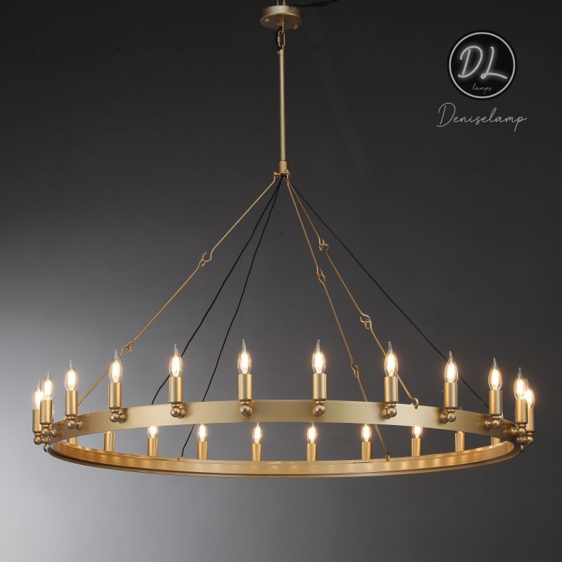 Horizon- Vintage glamorous metallic Filament Round Chandelier 26" 38"/ 50"/ 63"/ 73"