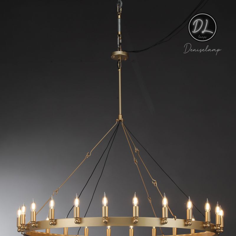 Horizon- Vintage glamorous metallic Filament Round Chandelier 26" 38"/ 50"/ 63"/ 73"