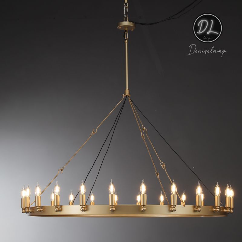 Horizon- Vintage glamorous metallic Filament Round Chandelier 26" 38"/ 50"/ 63"/ 73"