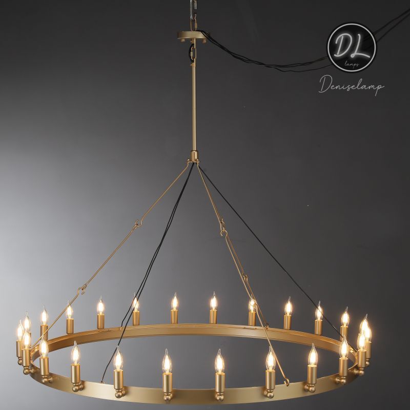 Horizon- Vintage glamorous metallic Filament Round Chandelier 26" 38"/ 50"/ 63"/ 73"