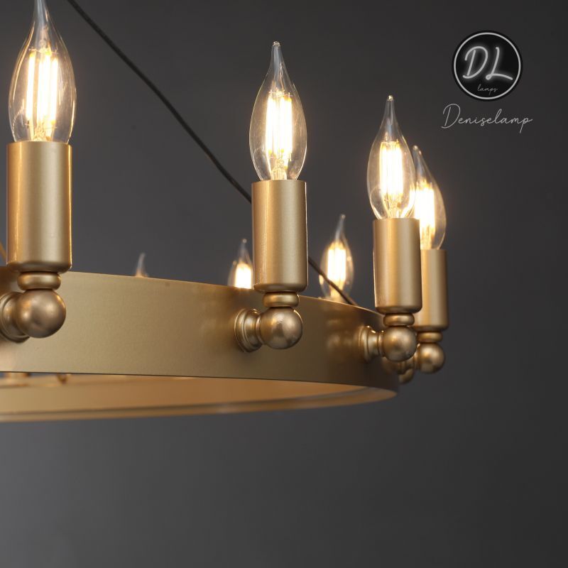 Horizon- Vintage glamorous metallic Filament Round Chandelier 26" 38"/ 50"/ 63"/ 73"