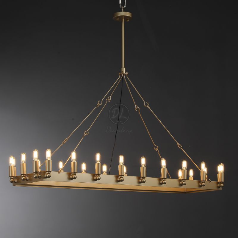 Horizon- Vintage glamorous metallic Filament Rectangle Chandelier 41"/ 52"
