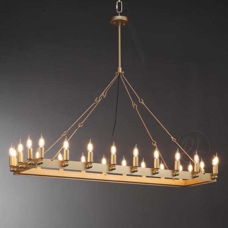 Horizon- Vintage metallic Filament Rectangular Chandelier 41"W/ 52"W