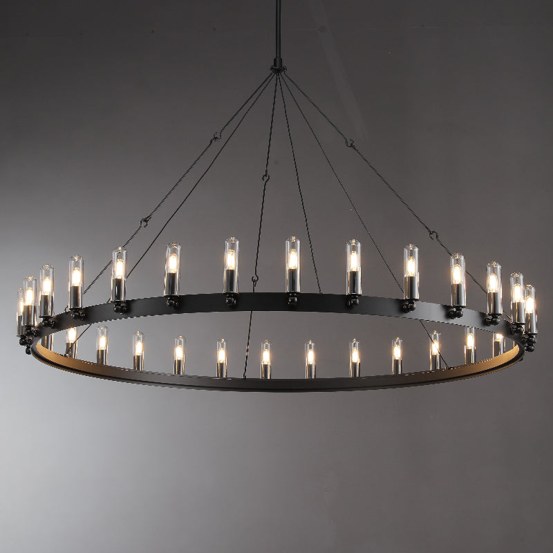 Horizon- Vintage glamorous metallic Filament Round Chandelier 26" 38"/ 50"/ 63"/ 73"