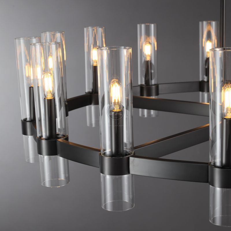 Crystalline Round Chandelier For Art Blown Glass 36"