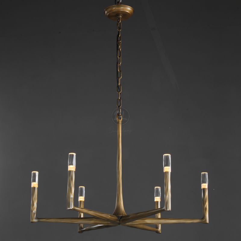 Huts Vintage Twig Stripe Texture Round Chandelier 36"
