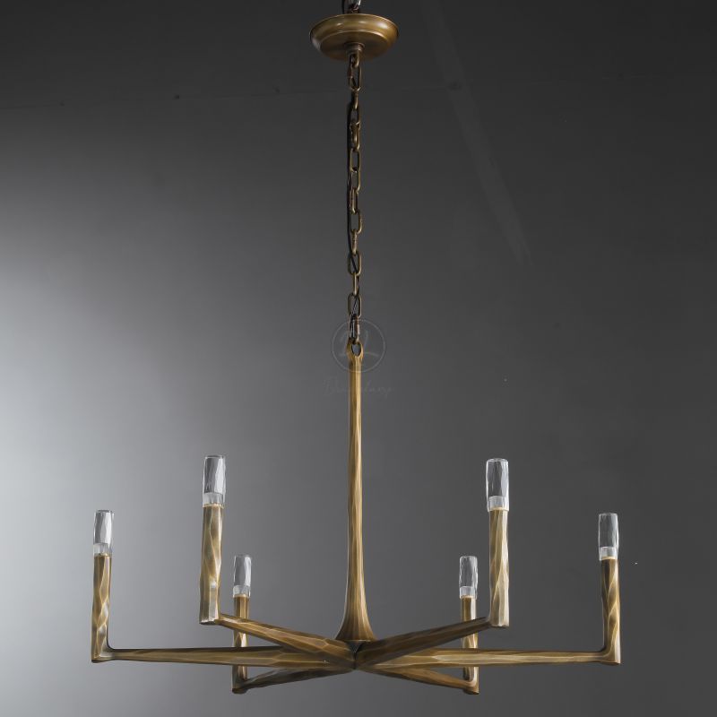 Huts Vintage Twig Stripe Texture Round Chandelier 36"