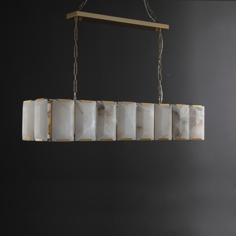 Verdant Calcite Rectangular Chandelier 74"