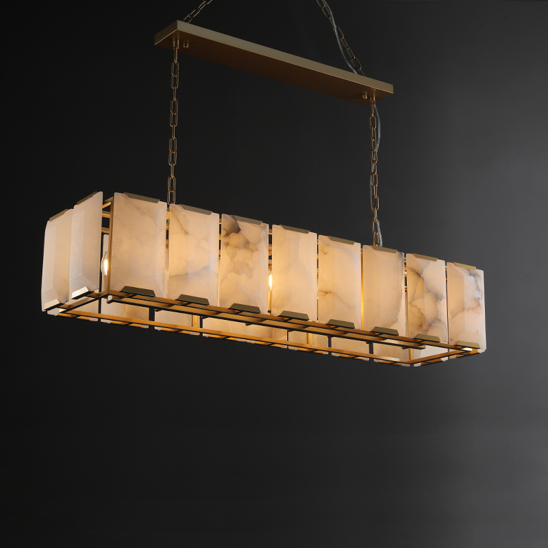Verdant Calcite Rectangular Chandelier 74"