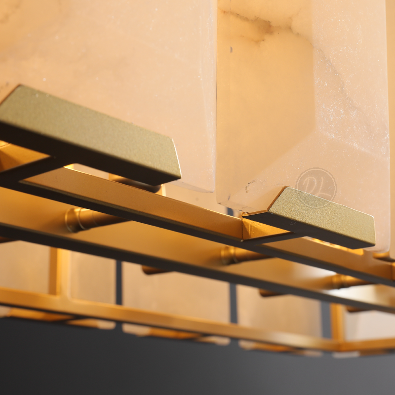 Verdant Calcite Rectangular Chandelier 74"