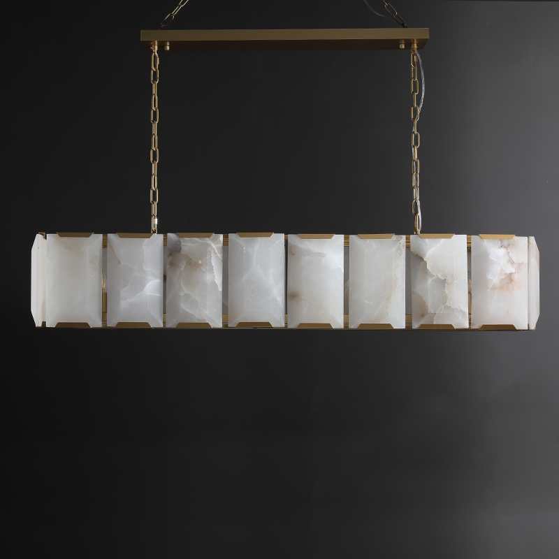 Verdant Calcite Rectangular Chandelier 74"