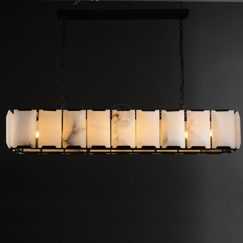 Verdant Calcite Rectangular Chandelier 74"