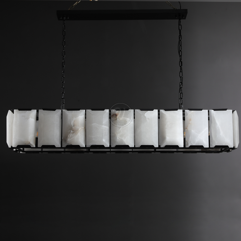 Verdant Calcite Rectangular Chandelier 74"