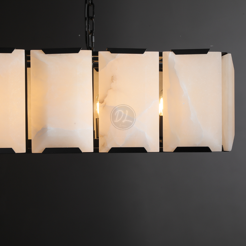 Verdant Calcite Rectangular Chandelier 74"