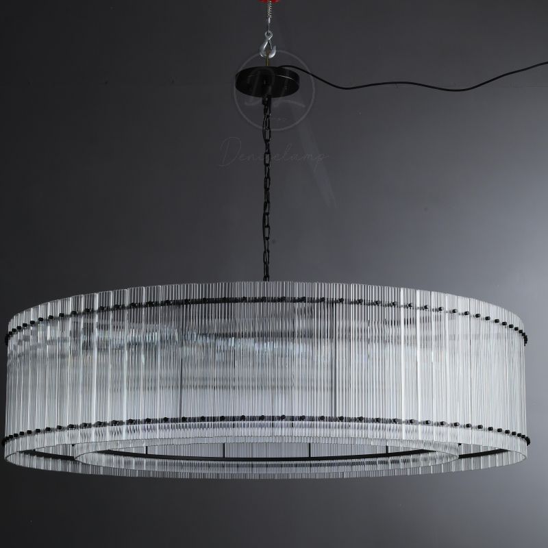 Golden Tea Modern Round Glass Chandelier 48"