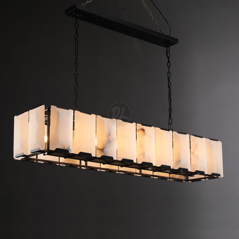 Verdant Calcite Rectangular Chandelier 74"