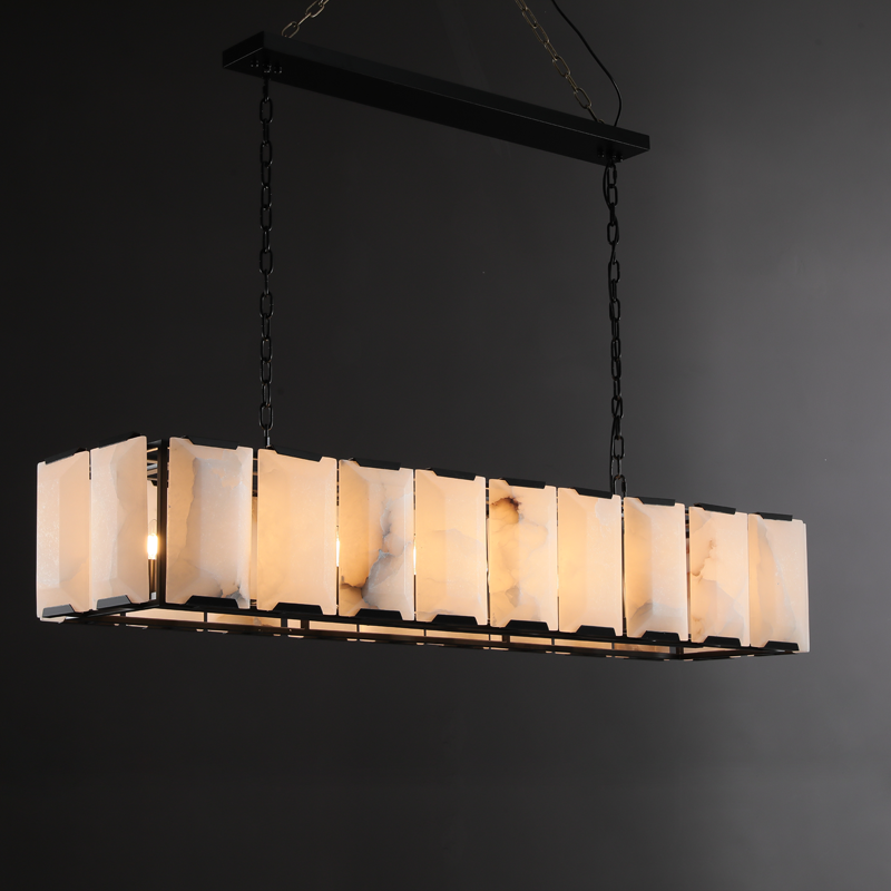 Verdant Calcite Rectangular Chandelier 74"