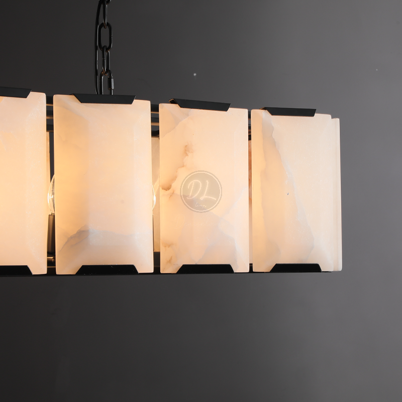 Verdant Calcite Rectangular Chandelier 74"