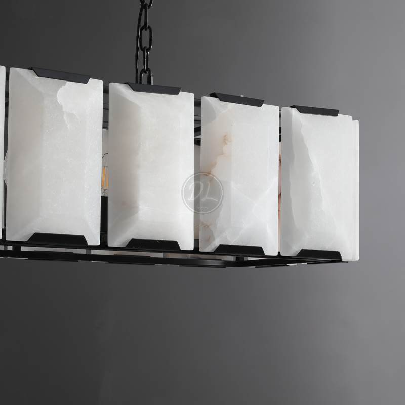 Verdant Calcite Rectangular Chandelier 74"