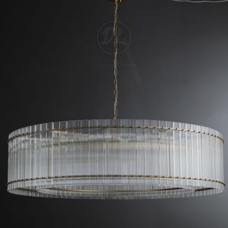 Golden Tea Modern Round Glass Chandelier 48"
