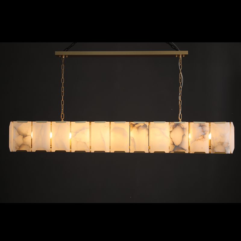 Verdant Calcite Rectangular Chandelier 74"