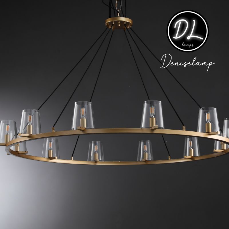Willow Fashion design glass lampshade Round Chandelier 48"