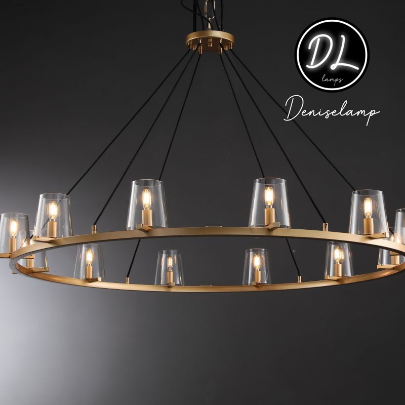 Willow Fashion design glass lampshade Round Chandelier 48"