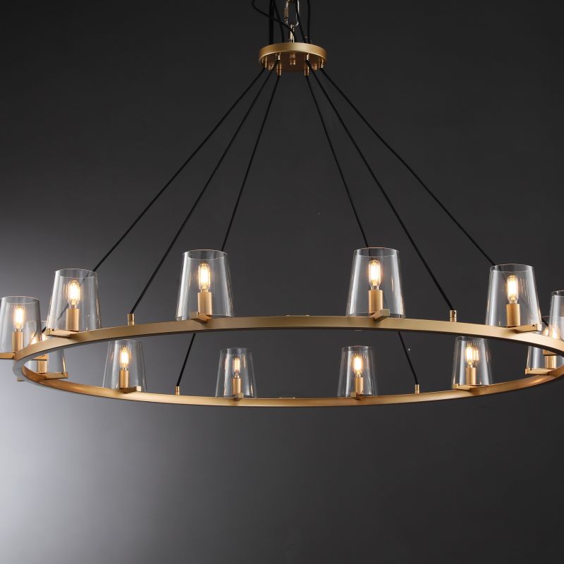 Willow Fashion design glass lampshade Round Chandelier 48"