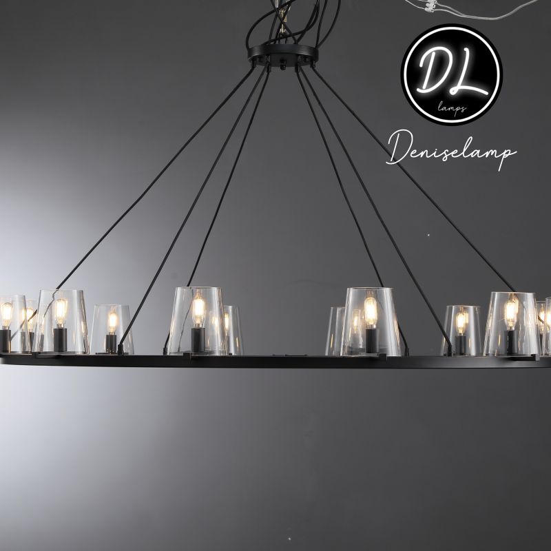 Willow Fashion design glass lampshade Round Chandelier 48"