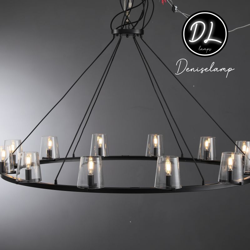 Willow Fashion design glass lampshade Round Chandelier 48"