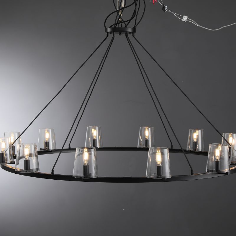 Willow Fashion design glass lampshade Round Chandelier 48"
