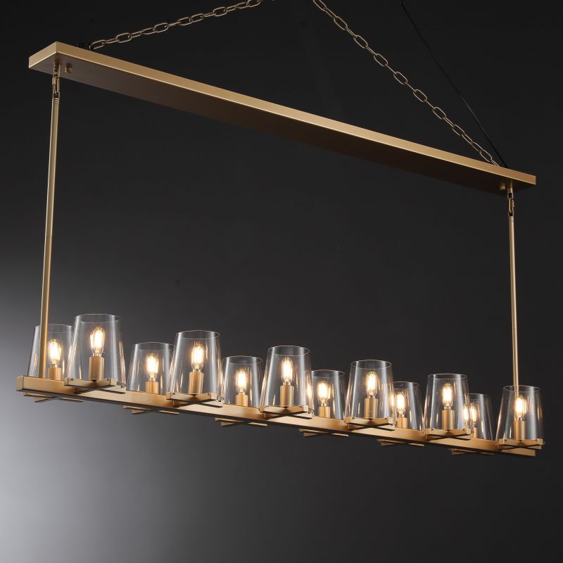 Willow Fashion design glass lampshade Linear Chandelier 49"