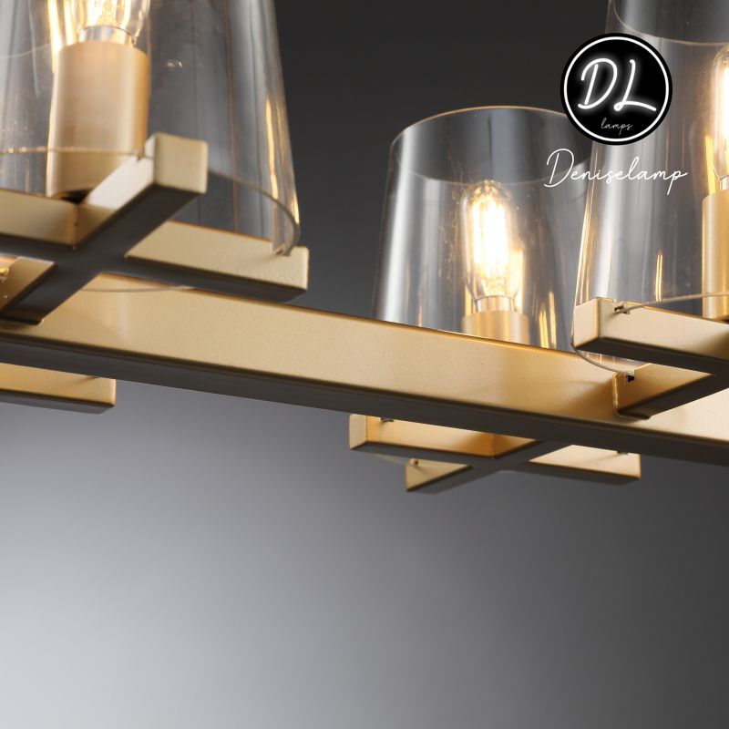Willow Fashion design glass lampshade Linear Chandelier 49"