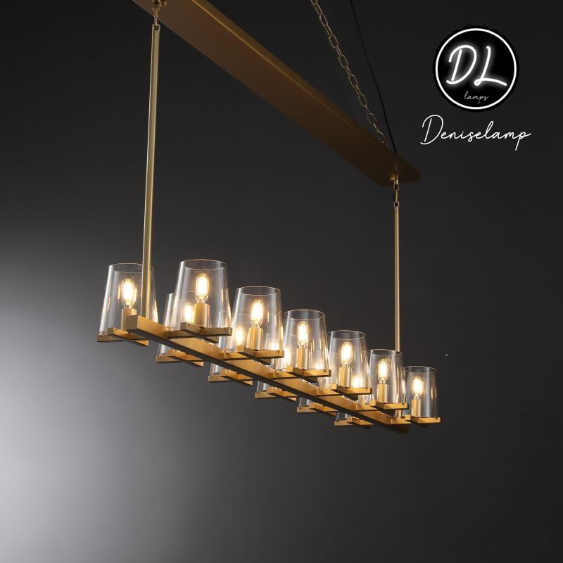 Willow Fashion design glass lampshade Linear Chandelier 49"
