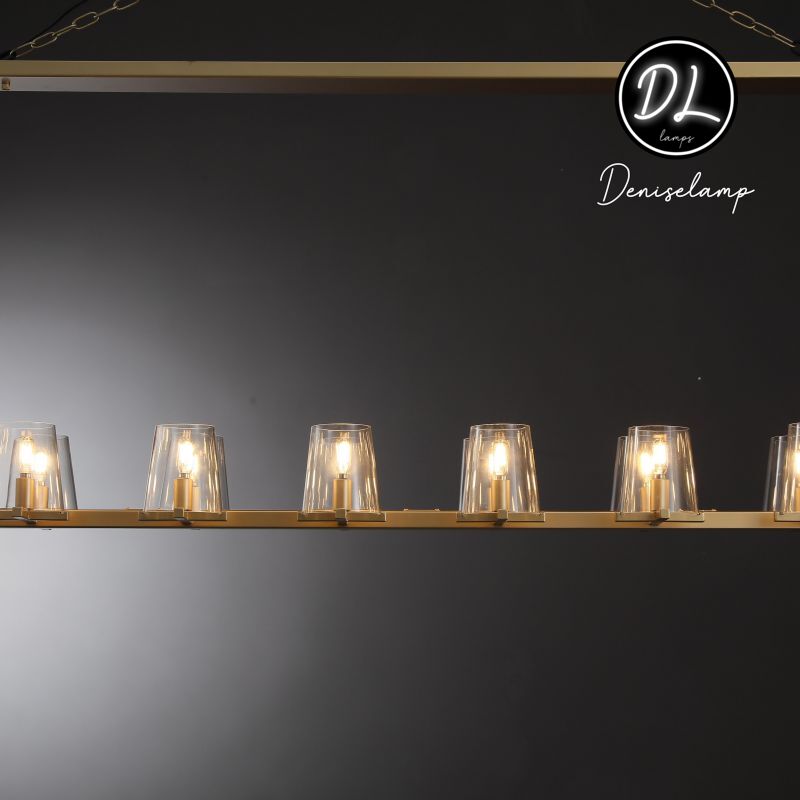 Willow Fashion design glass lampshade Linear Chandelier 49"