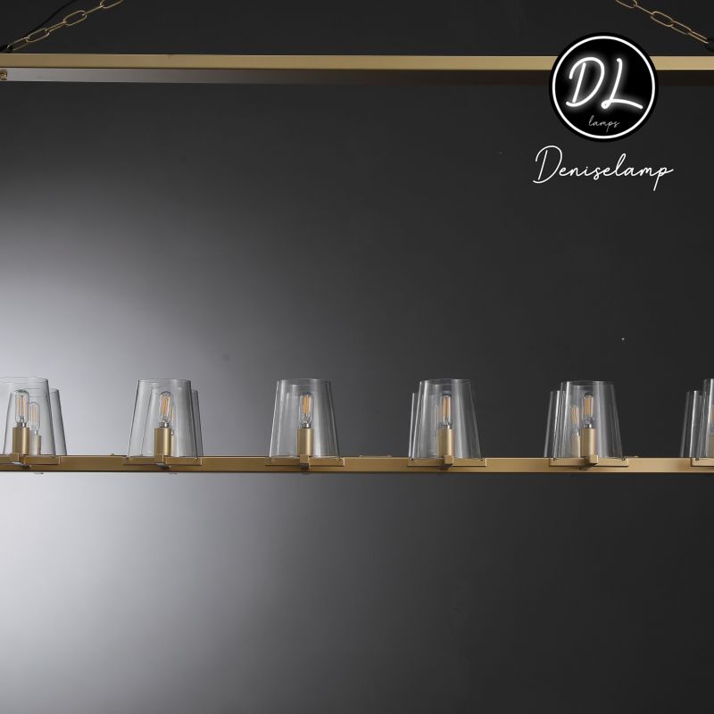Willow Fashion design glass lampshade Linear Chandelier 49"