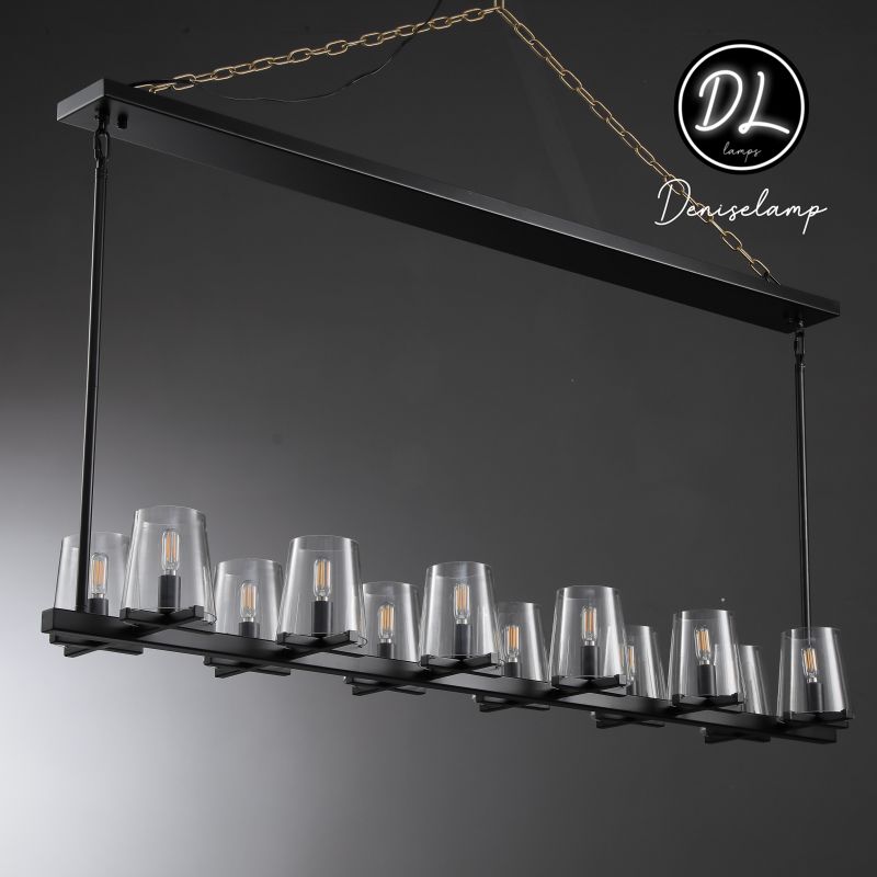 Willow Fashion design glass lampshade Linear Chandelier 49"
