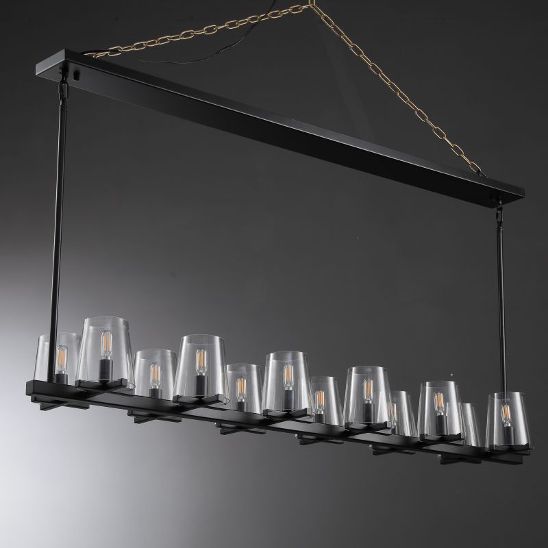Willow Fashion design glass lampshade Linear Chandelier 49"