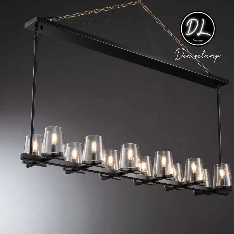 Willow Fashion design glass lampshade Linear Chandelier 49"
