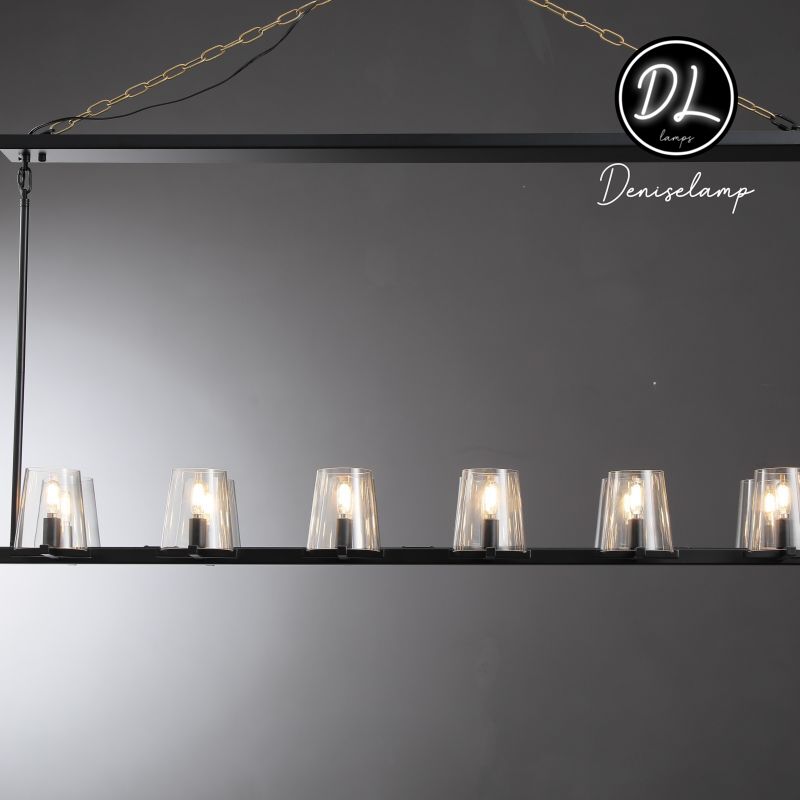 Willow Fashion design glass lampshade Linear Chandelier 49"