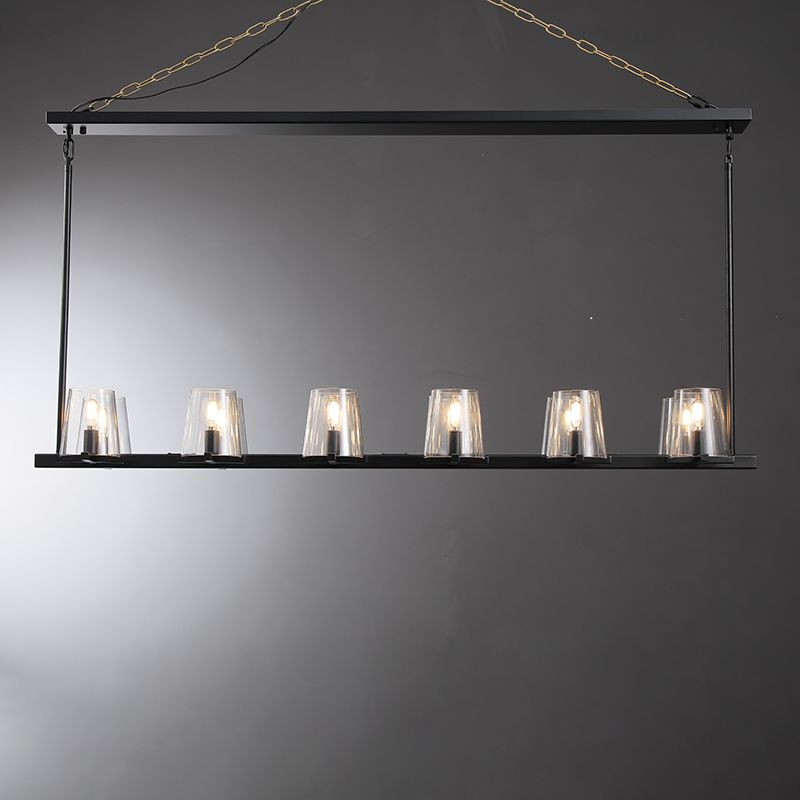 Willow Fashion design glass lampshade Linear Chandelier 49"